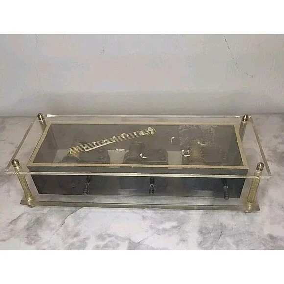 Laurel Vintage Lucite Acrylic Steampunk Music Box 3 Tunes 1970"s Collectible - Picture 3 of 5